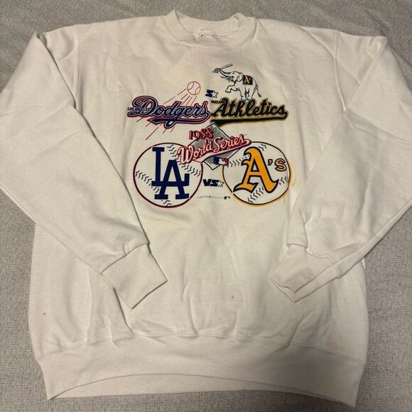 Oakland A’s LA Dodgers Size XL 1988 World Series Vintage Crewneck Starter New - Picture 1 of 7
